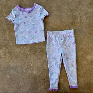 Btween Baby  2 Piece Lavender Butterfly Lace Baby Pajamas, Size12M Floral NWOT